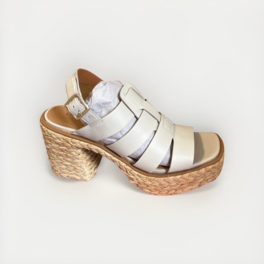 Lisa Vicky Platform Sandals Fisherman Leather Just-V Winter White 9.5 - Picture 6 of 9